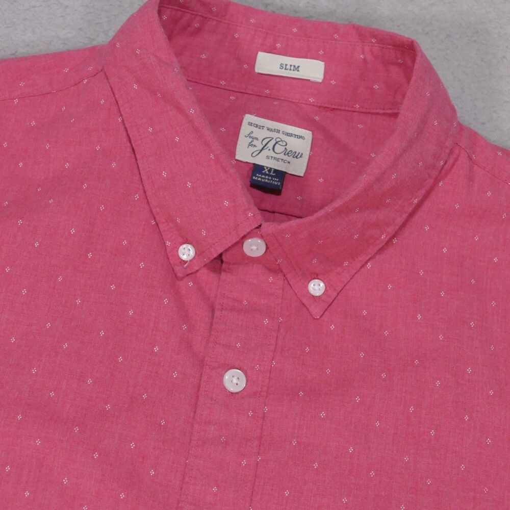 J Crew Shirt Mens XL Slim Pink Button Down Long Sleeve Geometric